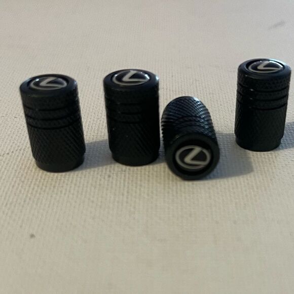 Lexus logo valve Stem caps in Black set of 4. NWT - Picture 2 of 4
